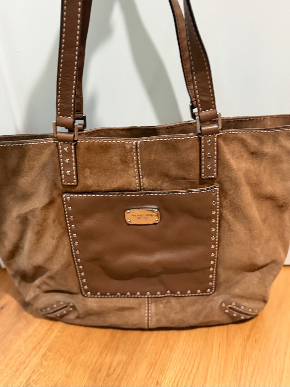 Michael Kors Brown Suede & Leather Shoulder Tote